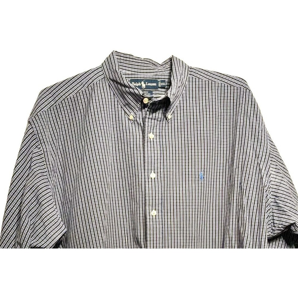 Ralph Lauren Blake Shirt Men XXL Cotton Black/Blue Check Blue Pony Button Down